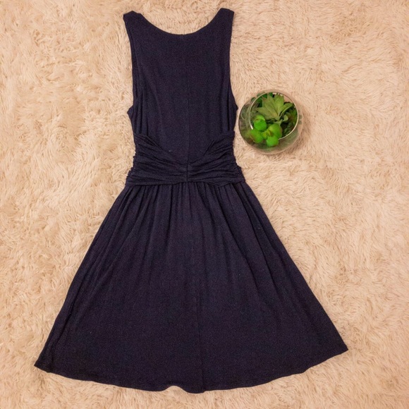 Navy Sleeveless Dress With Pockets - Picture 3 of 3